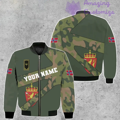 Personalized Norway Soldier/ Veteran Camo With Name And Rank Bomber Jacket 3D Printed - 300124QA