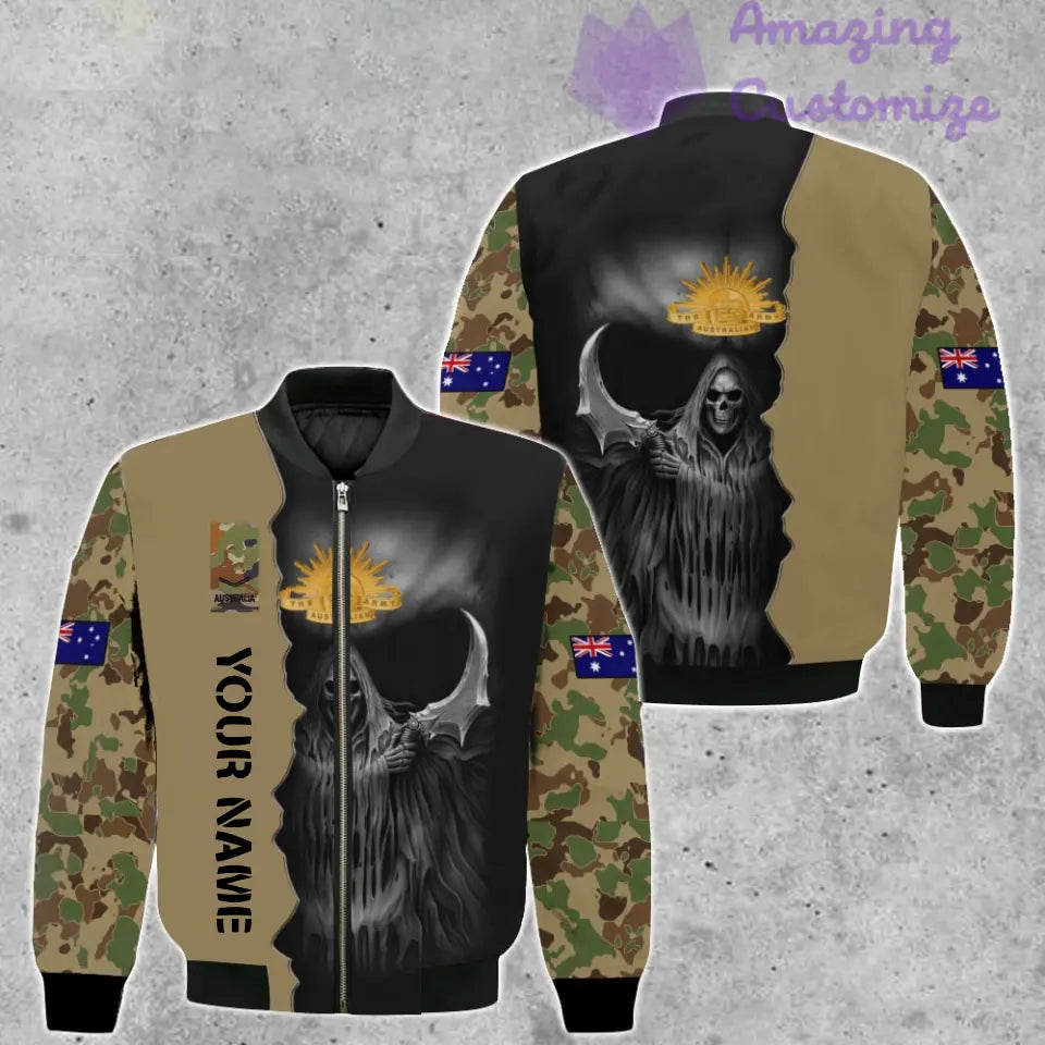 Personalized Australian Soldier/ Veteran Camo With Name And Rank Bomber Jacket 3D Printed  - 260124QA