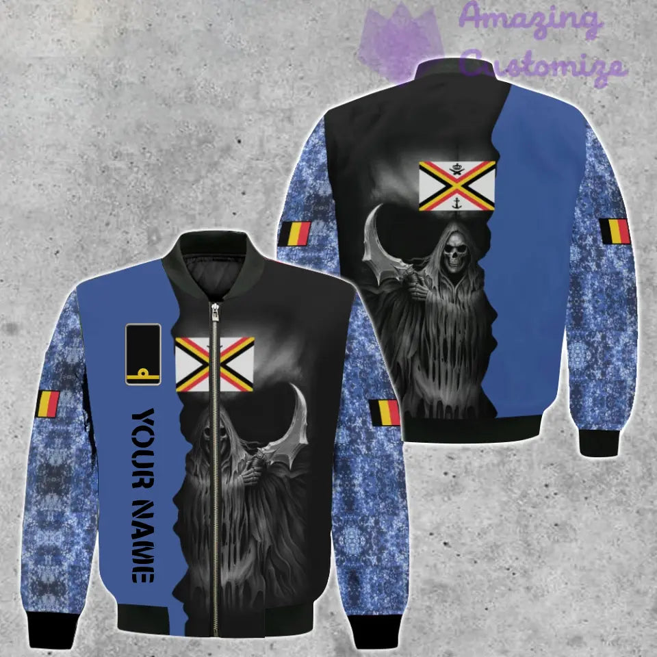 Personalisierte Bomberjacke mit belgischem Soldaten/Veteranen-Tarnmuster und Namen und Rang, 3D-Druck – 260124QA