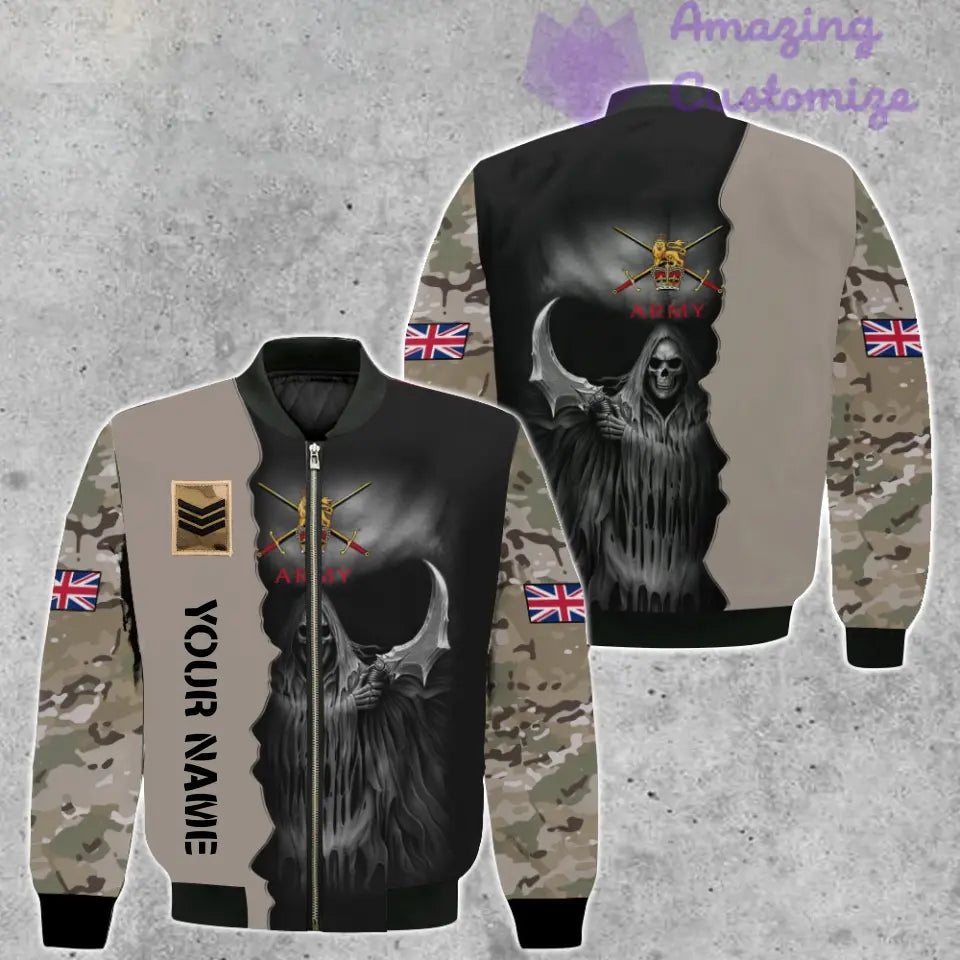 Personalized UK Soldier/ Veteran Camo With Name And Rank Bomber Jacket 3D Printed  - 260124QA