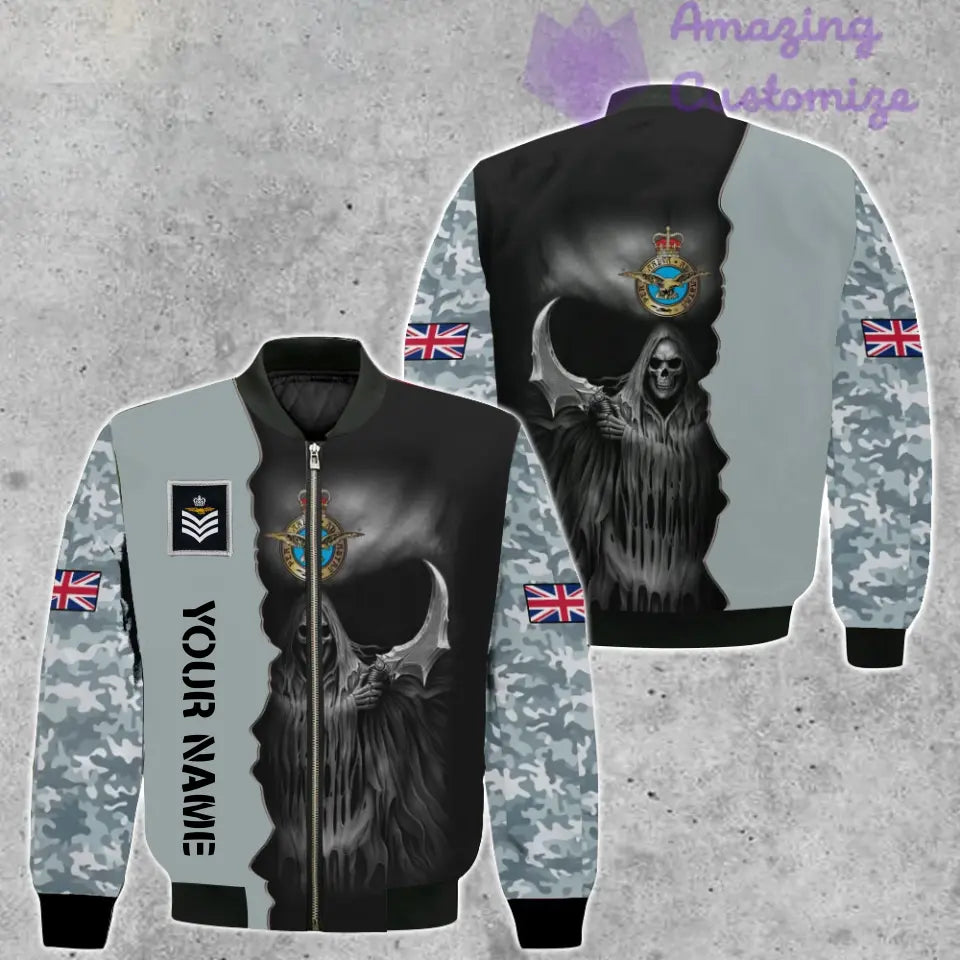 Personalized UK Soldier/ Veteran Camo With Name And Rank Bomber Jacket 3D Printed  - 260124QA