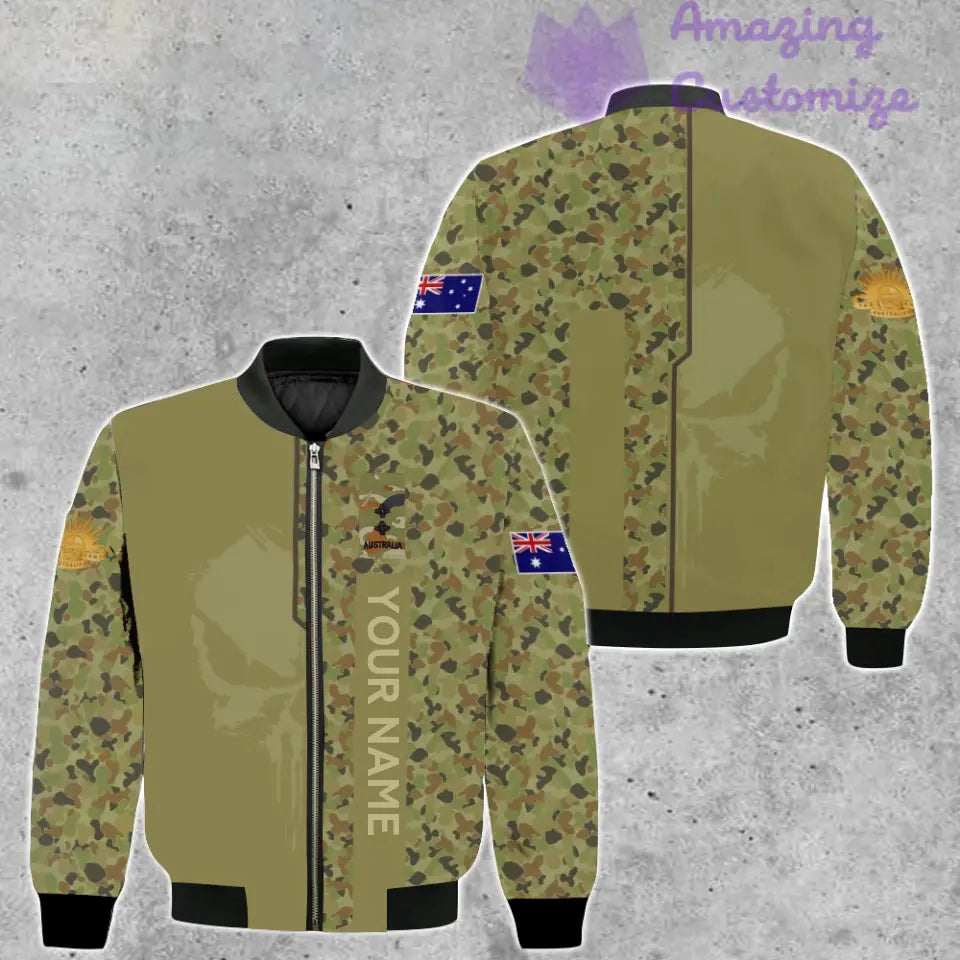 Personalized Australia Soldier/ Veteran Camo With Name And Rank Bomber Jacket 3D Printed  - 10052401QA