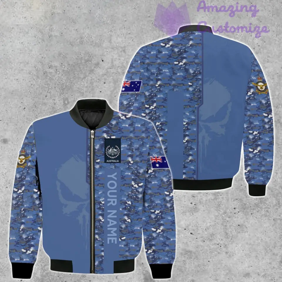 Personalisierte Bomberjacke mit Camouflage-Muster für australische Soldaten/Veteranen mit Namen und Rang, 3D-Druck – 10052401QA