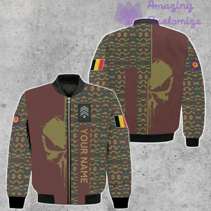 Personalisierte Bomberjacke mit belgischem Soldaten/Veteranen-Tarnmuster und Namen und Rang, 3D-Druck – 10052401QA