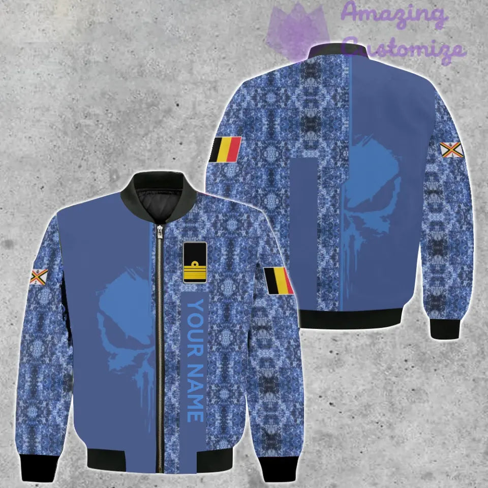 Personalisierte Bomberjacke mit belgischem Soldaten/Veteranen-Tarnmuster und Namen und Rang, 3D-Druck – 10052401QA