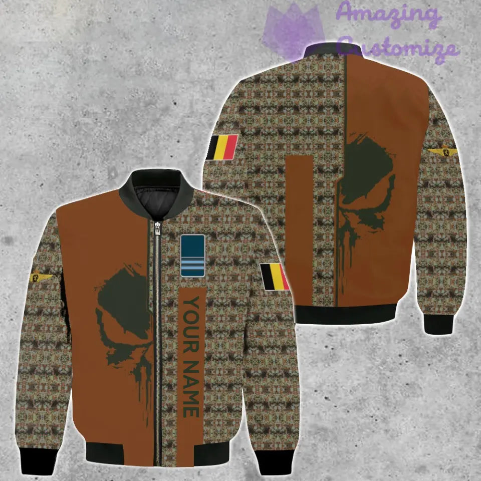 Personalisierte Bomberjacke mit belgischem Soldaten/Veteranen-Tarnmuster und Namen und Rang, 3D-Druck – 10052401QA