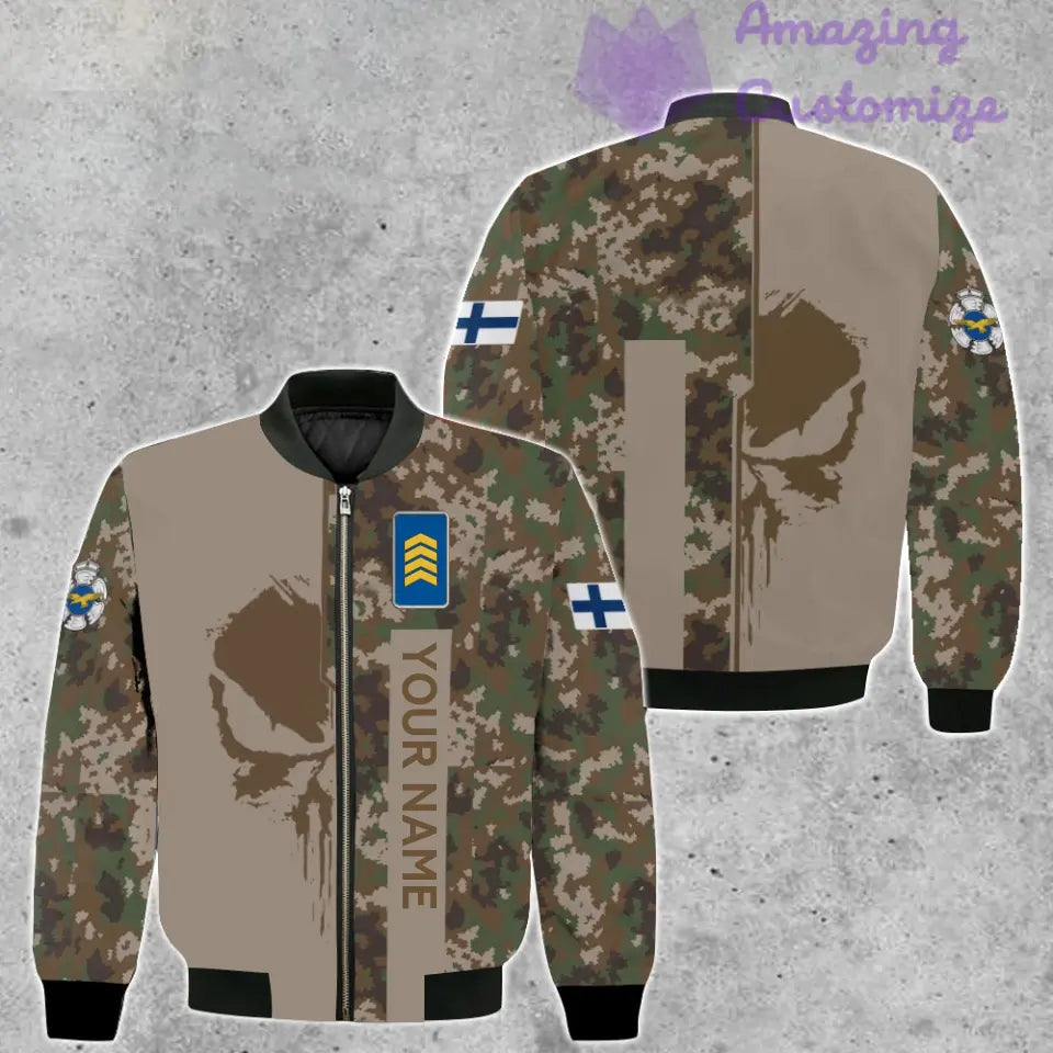 Personalized Finland Soldier/ Veteran Camo With Name And Rank Bomber Jacket 3D Printed  - 10052401QA