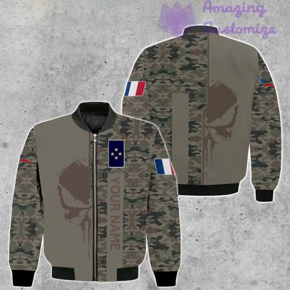 Veste de bombardier personnalisée avec camouflage soldat/vétéran de la France avec nom et grade, imprimée en 3D - 10052401QA