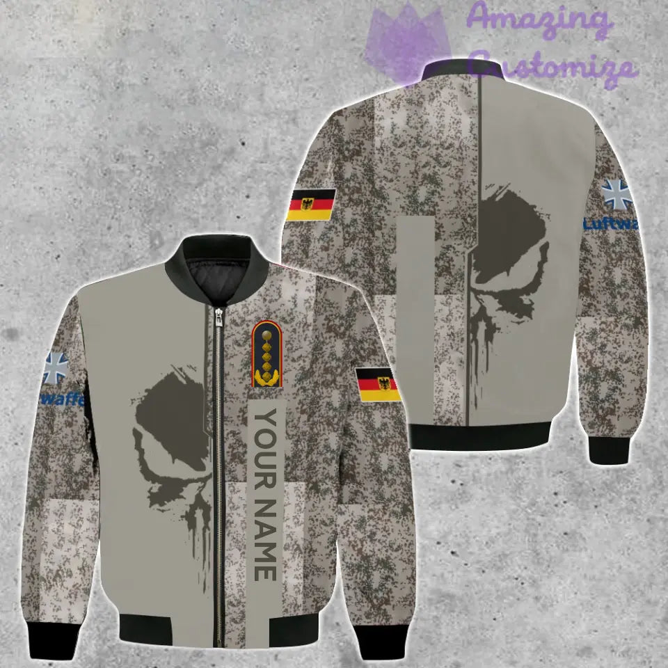 Veste de bombardier personnalisée avec camouflage soldat/vétéran allemand avec nom et grade, imprimée en 3D - 10052401QA