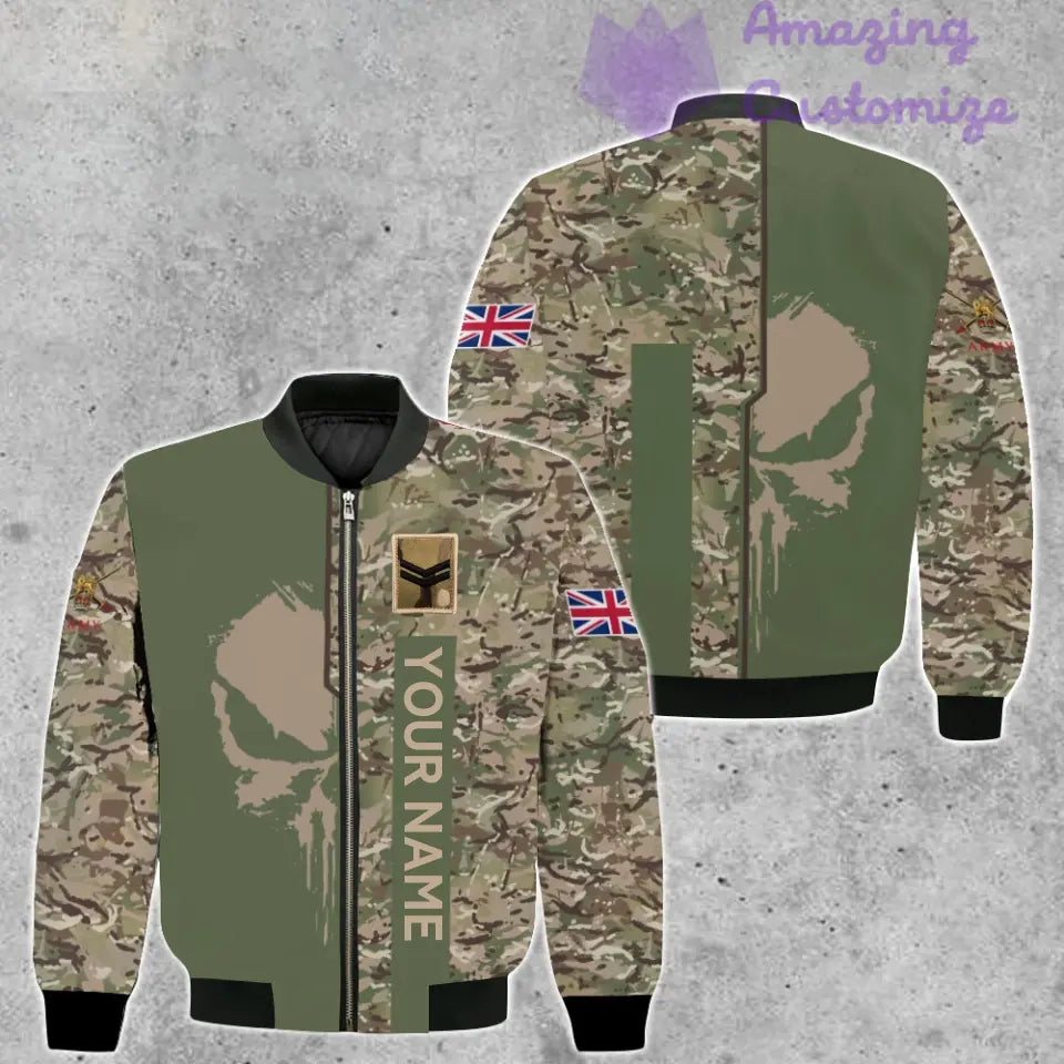 Personalized UK Soldier/ Veteran Camo With Name And Rank Bomber Jacket 3D Printed  - 10052401QA