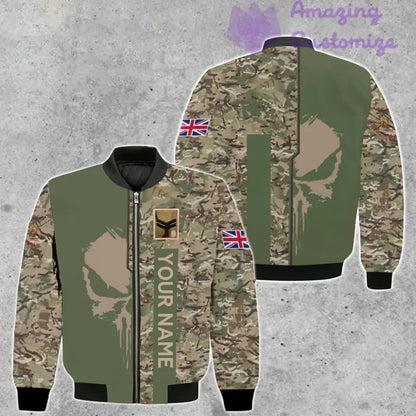 Personalisierte Bomberjacke mit Camouflage-Muster für britische Soldaten/Veteranen mit Namen und Rang, 3D-Druck – 10052401QA