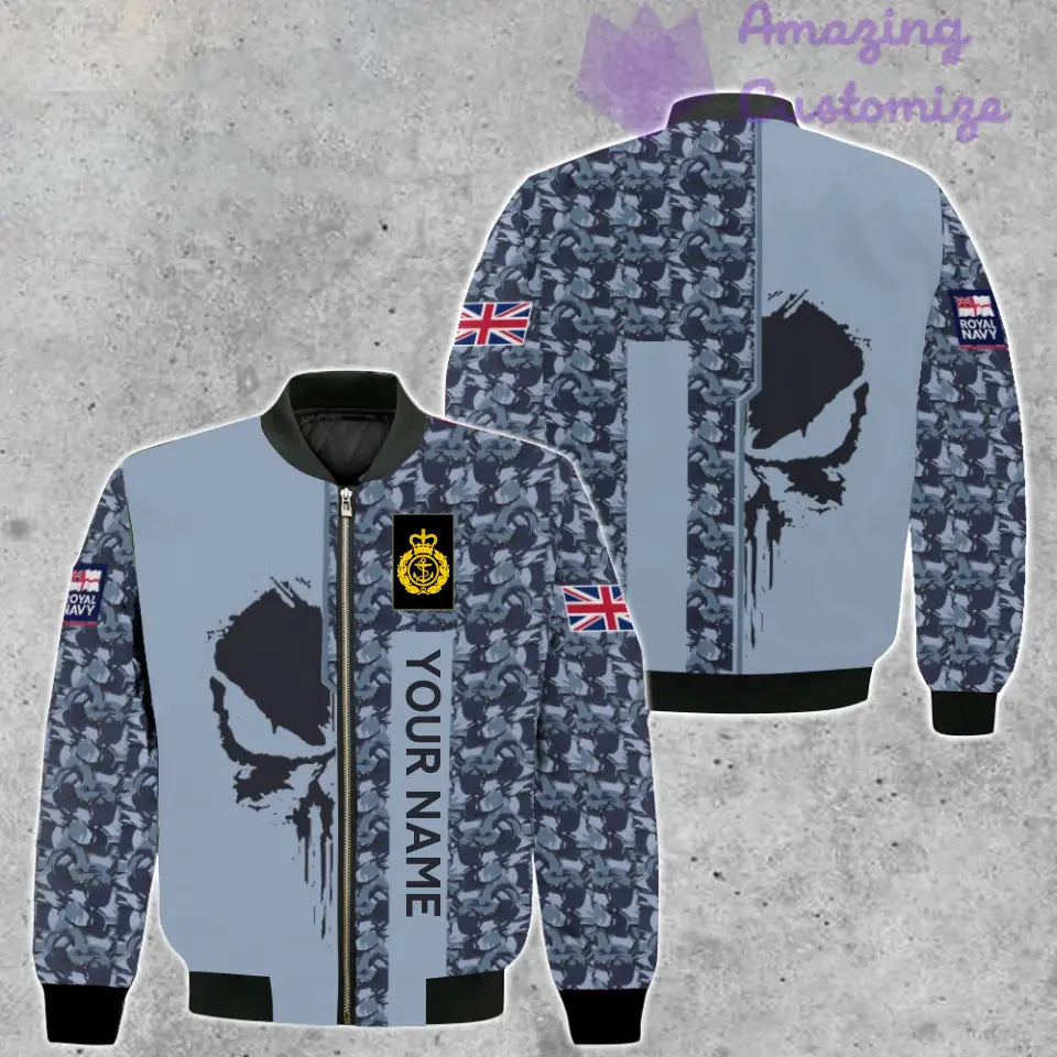 Personalisierte Bomberjacke mit Camouflage-Muster für britische Soldaten/Veteranen mit Namen und Rang, 3D-Druck – 10052401QA