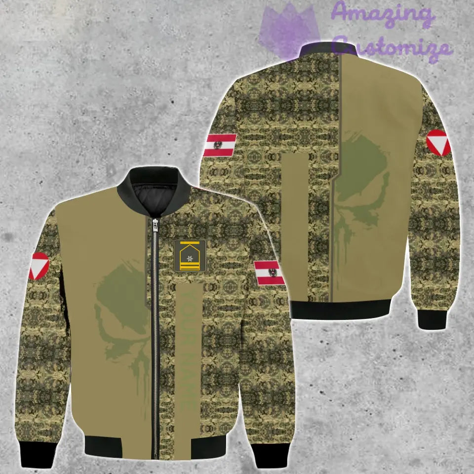 Blouson aviateur personnalisé avec camouflage soldat/vétéran autrichien avec nom et grade imprimé en 3D - 10052401QA