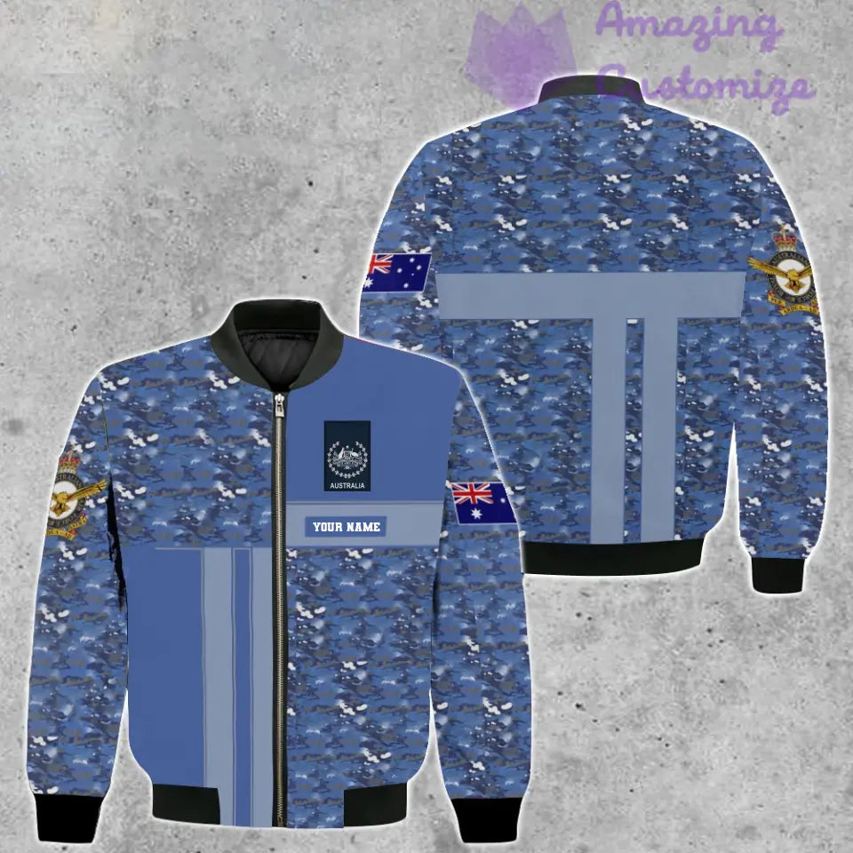 Personalisierte Bomberjacke mit Camouflage-Muster für australische Soldaten/Veteranen mit Namen und Rang, 3D-Druck – 07052401QA