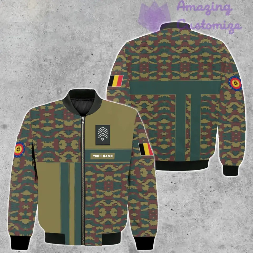 Personalized Belgium Soldier/ Veteran Camo With Name And Rank Bomber Jacket 3D Printed  - 07052401QA