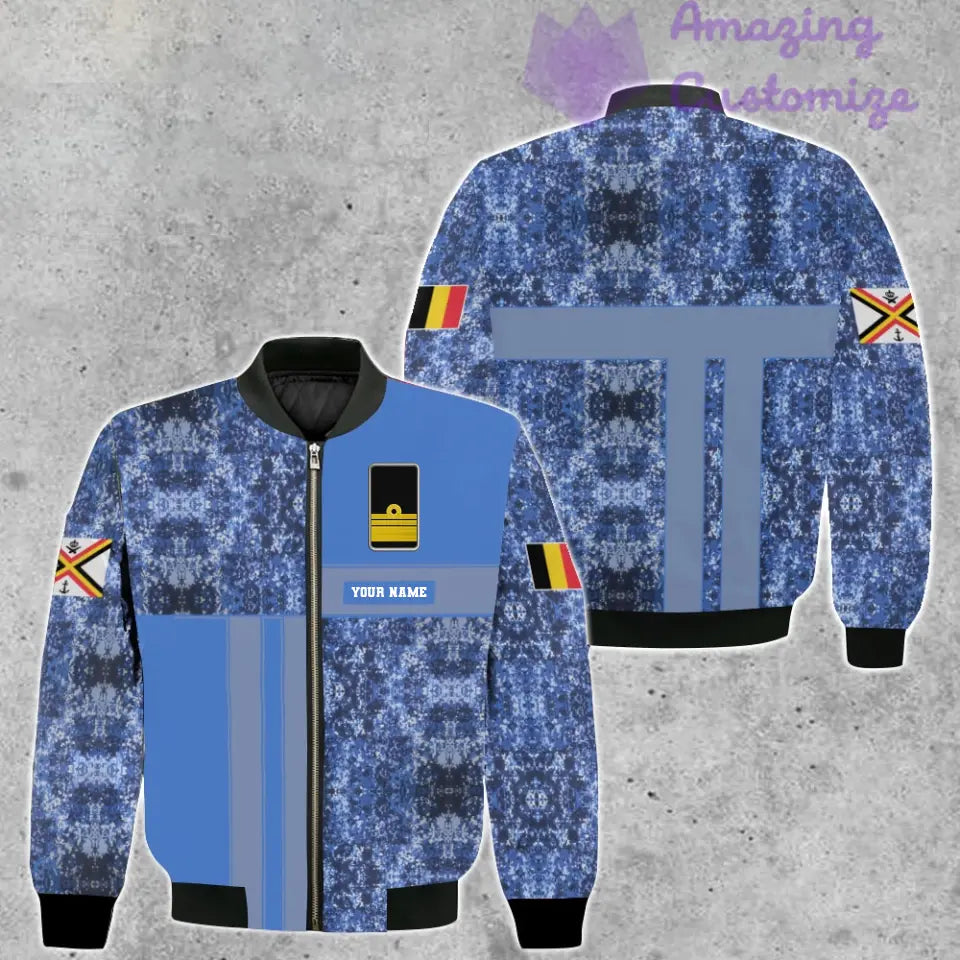 Personalisierte Bomberjacke mit belgischem Soldaten-/Veteranen-Tarnmuster und Namen und Rang, 3D-Druck – 07052401QA