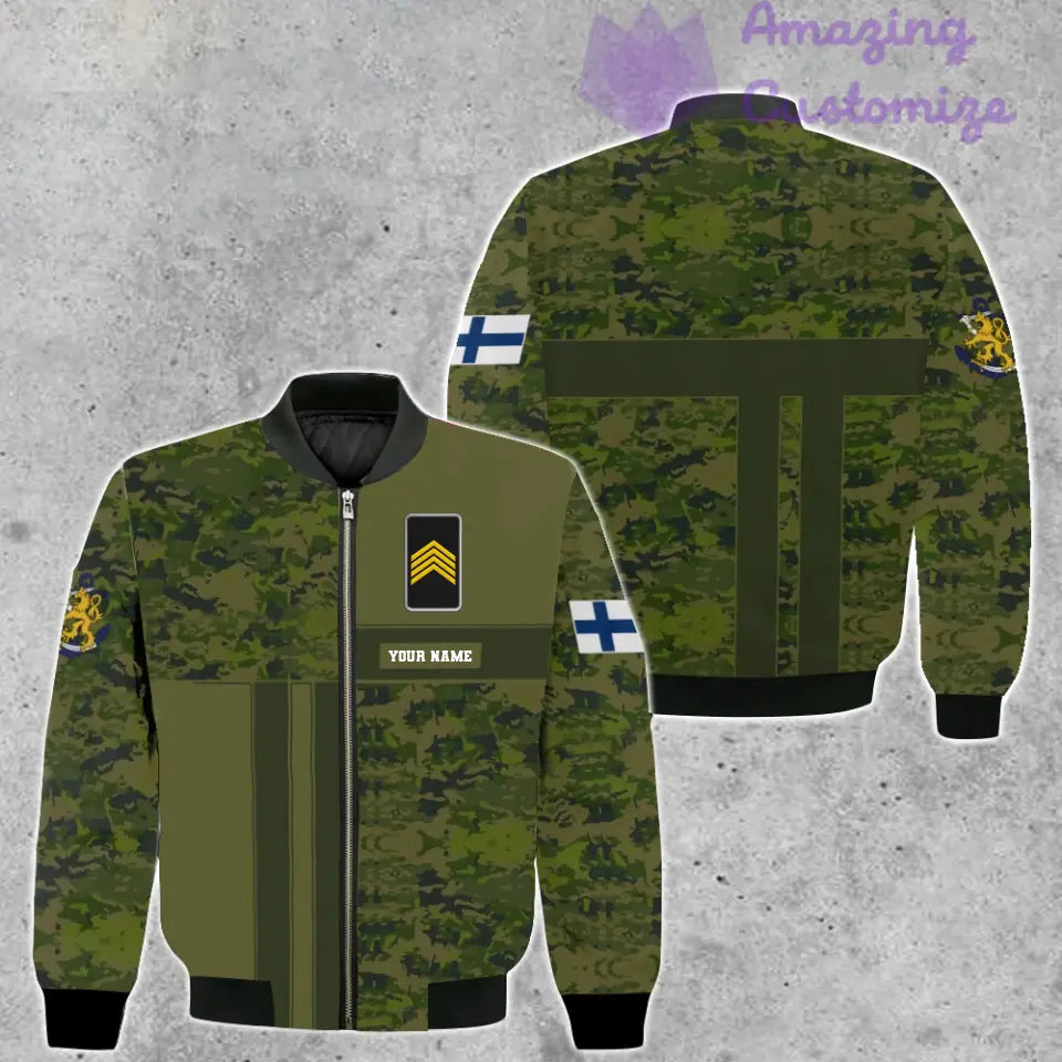 Veste de bombardier personnalisée avec camouflage soldat/vétéran finlandais avec nom et grade, imprimée en 3D - 07052401QA