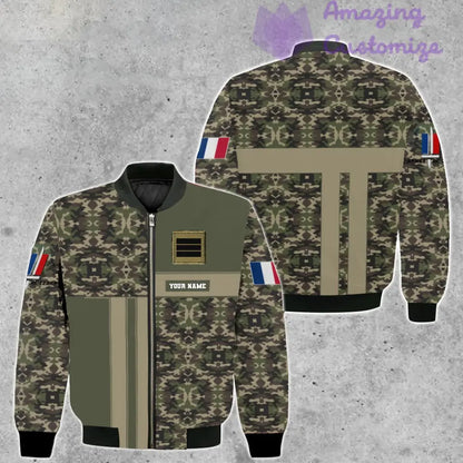 Personalized France Soldier/ Veteran Camo With Name And Rank Bomber Jacket 3D Printed  - 07052401QA