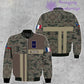 Veste de bombardier personnalisée avec camouflage soldat/vétéran de la France avec nom et grade, imprimée en 3D - 07052401QA