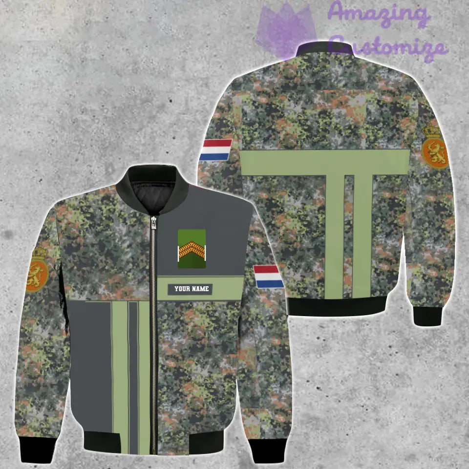 Personalized Netherlands Soldier/ Veteran Camo With Name And Rank Bomber Jacket 3D Printed  - 07052401QA