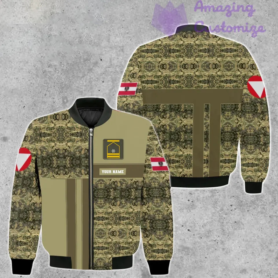 Personalized Austrian Soldier/ Veteran Camo With Name And Rank Bomber Jacket 3D Printed - 07052401QA