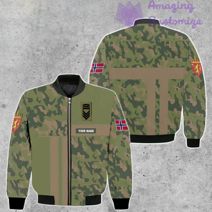 Veste de bombardier personnalisée avec camouflage soldat/vétéran norvégien avec nom et grade, imprimée en 3D - 07052401QA