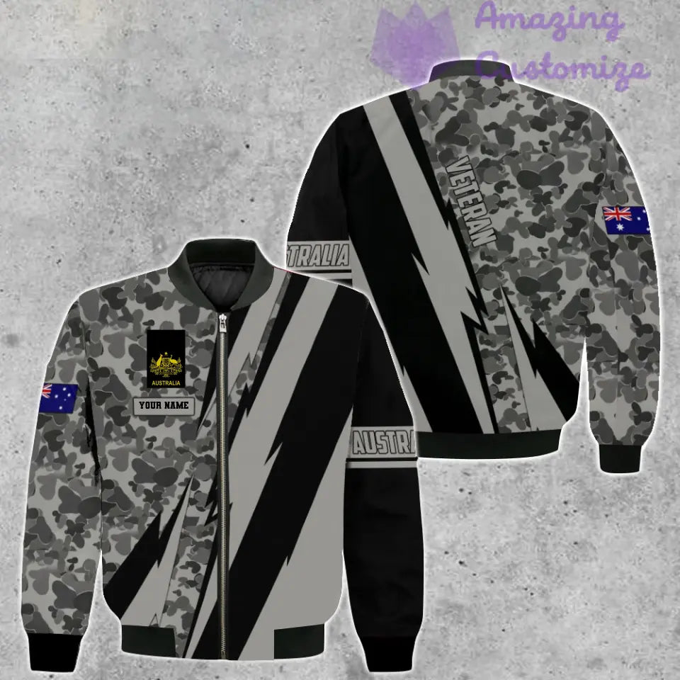 Personalized Australia Soldier/ Veteran Camo With Name And Rank Bomber Jacket 3D Printed  - 03042401QA