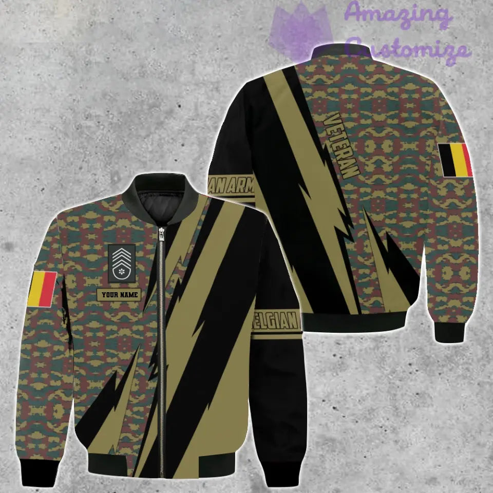 Personalisierte belgische Bomberjacke mit Camouflage-Muster, mit Namen und Rang, 3D-Druck -03042401QA