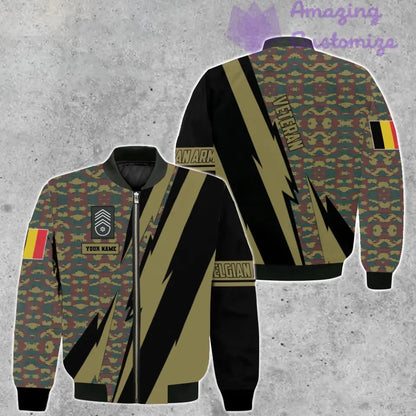 Personalized Belgium Soldier/ Veteran Camo With Name And Rank Bomber Jacket 3D Printed  -03042401QA