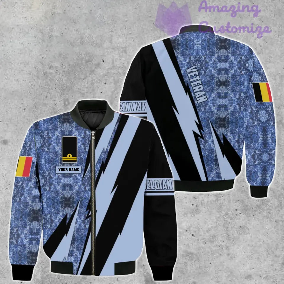 Personalized Belgium Soldier/ Veteran Camo With Name And Rank Bomber Jacket 3D Printed  -03042401QA