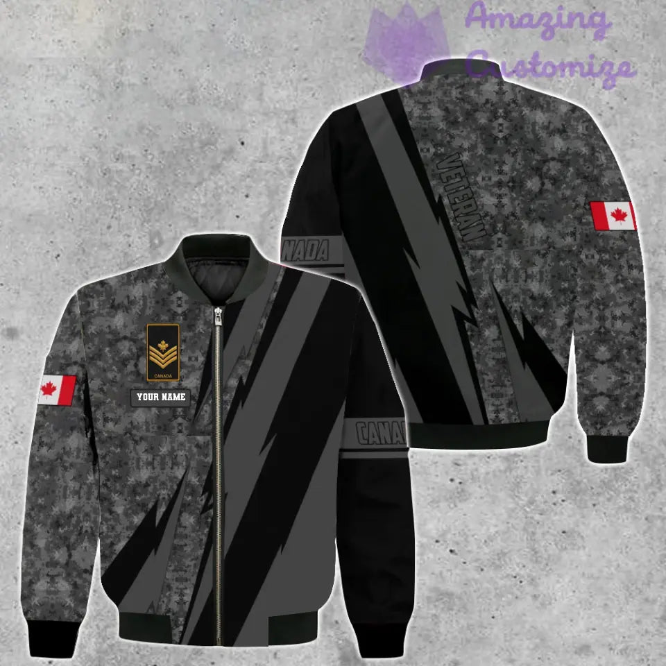 Personalized Canada Soldier/ Veteran Camo With Name And Rank Bomber Jacket 3D Printed  - 17095968