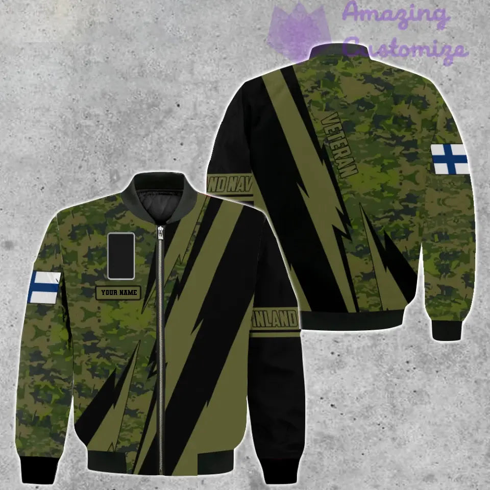 Personalized Finland Soldier/ Veteran Camo With Name And Rank Bomber Jacket 3D Printed  -03042401QA