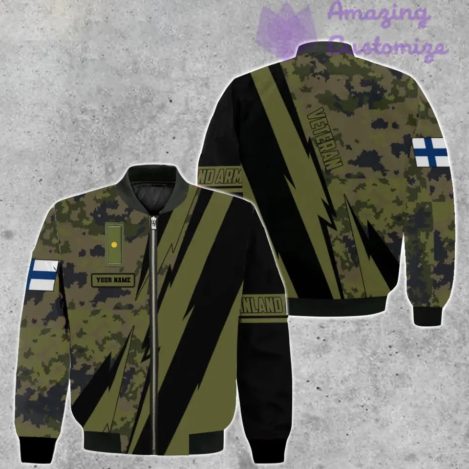 Personalized Finland Soldier/ Veteran Camo With Name And Rank Bomber Jacket 3D Printed  -03042401QA