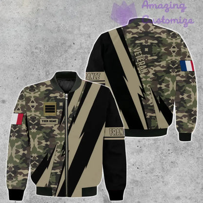 Veste de bombardier personnalisée avec camouflage soldat/vétéran de la France avec nom et grade, imprimée en 3D - 05032401QA