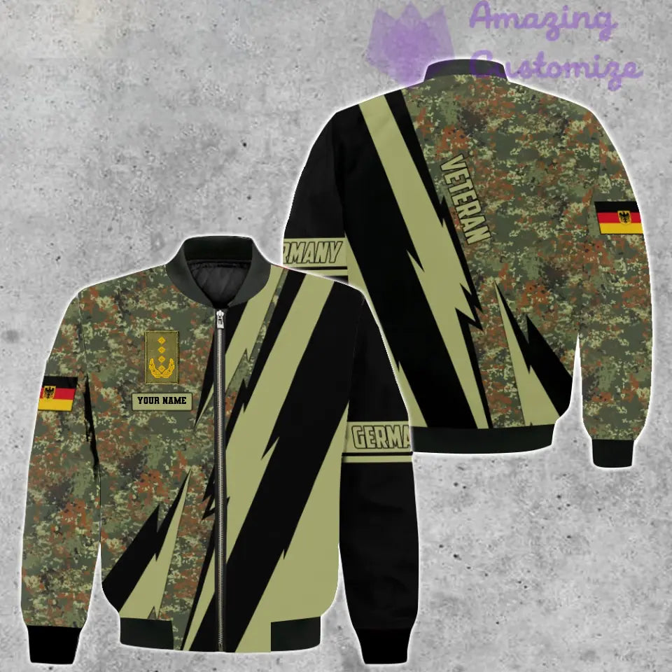 Veste de bombardier personnalisée avec camouflage soldat/vétéran allemand avec nom et grade, imprimée en 3D - 05032401QA