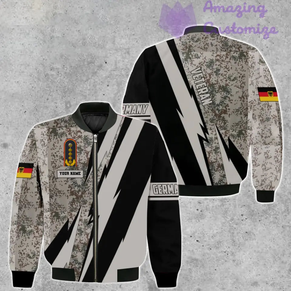 Personalisierte Bomberjacke mit Camouflage-Muster für deutsche Soldaten/Veteranen mit Namen und Rang, 3D-Druck – 05032401QA