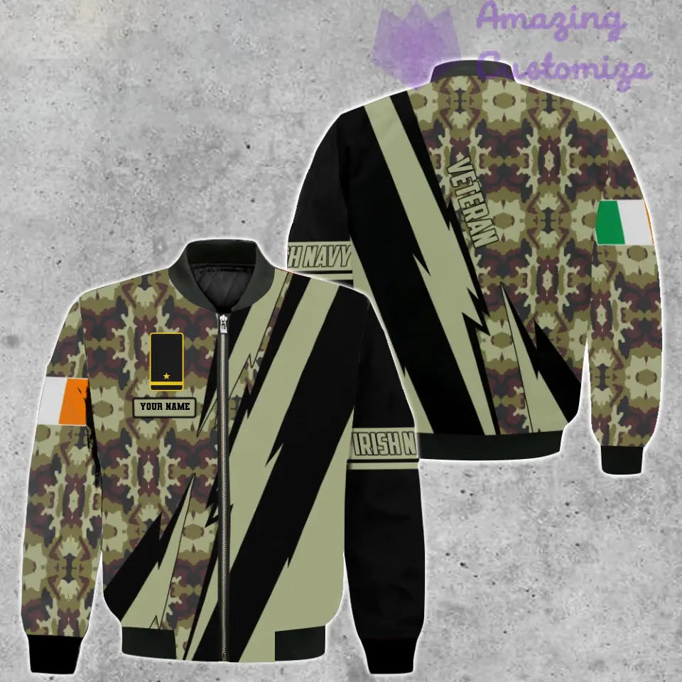 Personalized Ireland Soldier/ Veteran Camo With Name And Rank Bomber Jacket 3D Printed  - 03042401QA