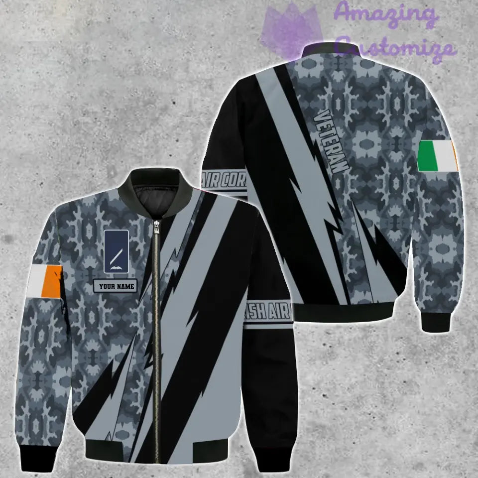 Personalized Ireland Soldier/ Veteran Camo With Name And Rank Bomber Jacket 3D Printed  - 03042401QA