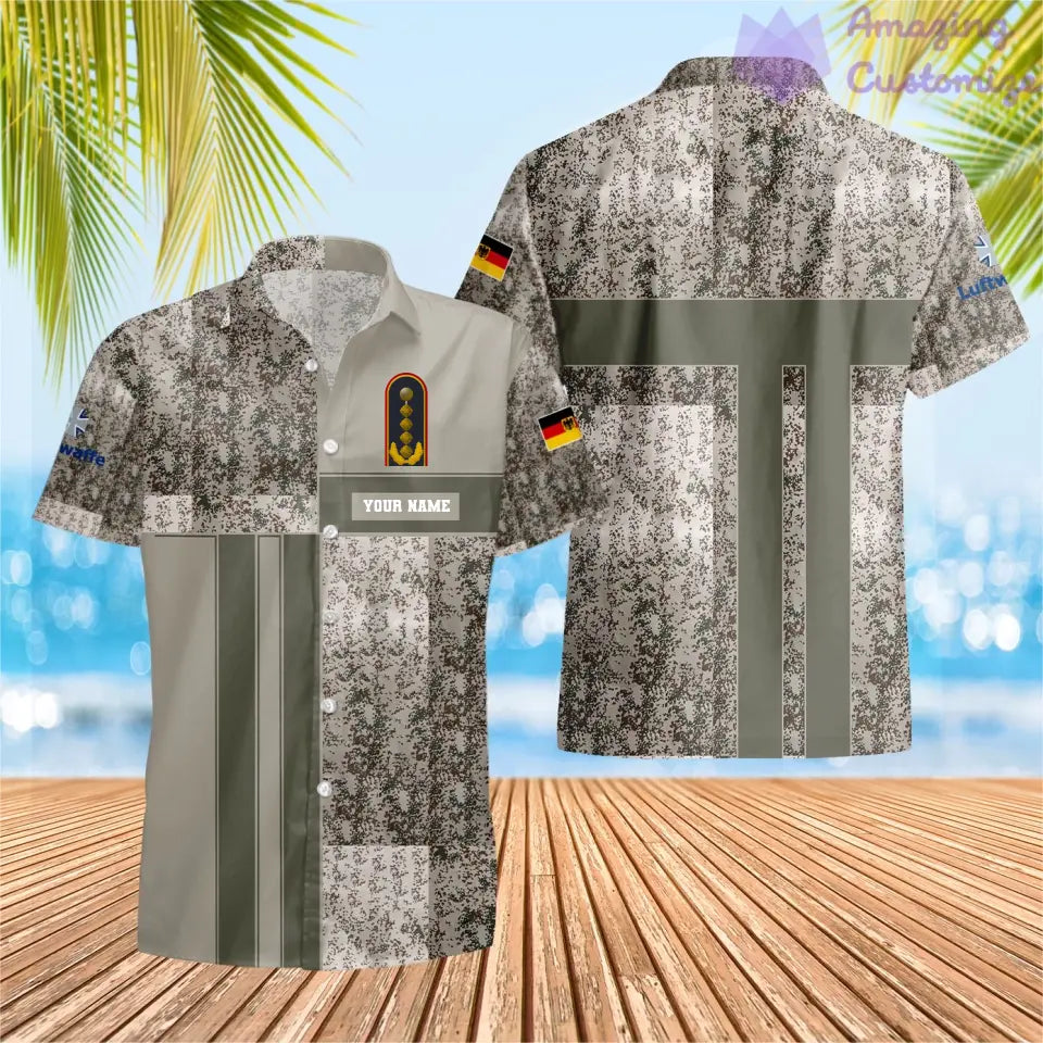 Personalisierter deutscher Soldat/Veteranen-Tarnanzug mit Namen und Rang, Hawaii-Aufdruck – 07052401QA