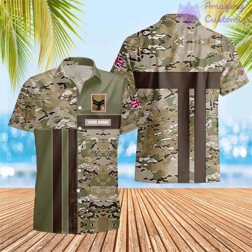 Personalized UK Soldier/ Veteran Camo With Name And Rank Hawaii Printed  - 07052401QA