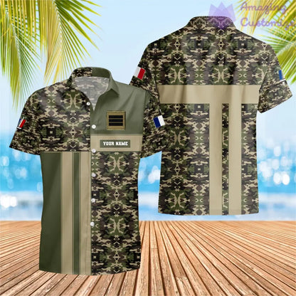 Camouflage personnalisé soldat/vétéran de la France avec nom et grade imprimés à Hawaï - 07052401QA