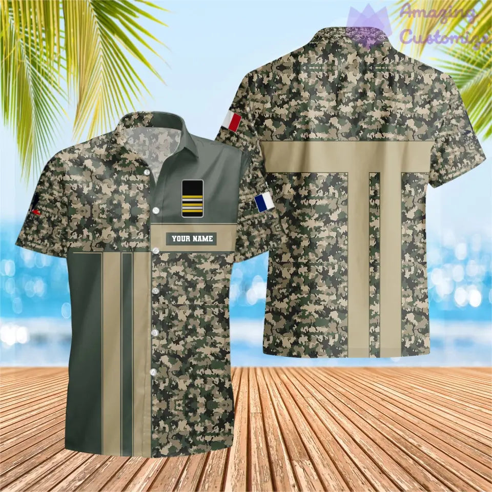 Personalized France Soldier/ Veteran Camo With Name And Rank Hawaii Printed  - 07052401QA