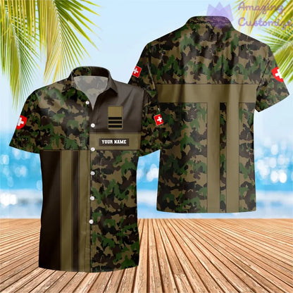 Personalisierter Schweizer Soldat/Veteran mit Namen und Rang Hawaii Allover-Druck – 07052401QA