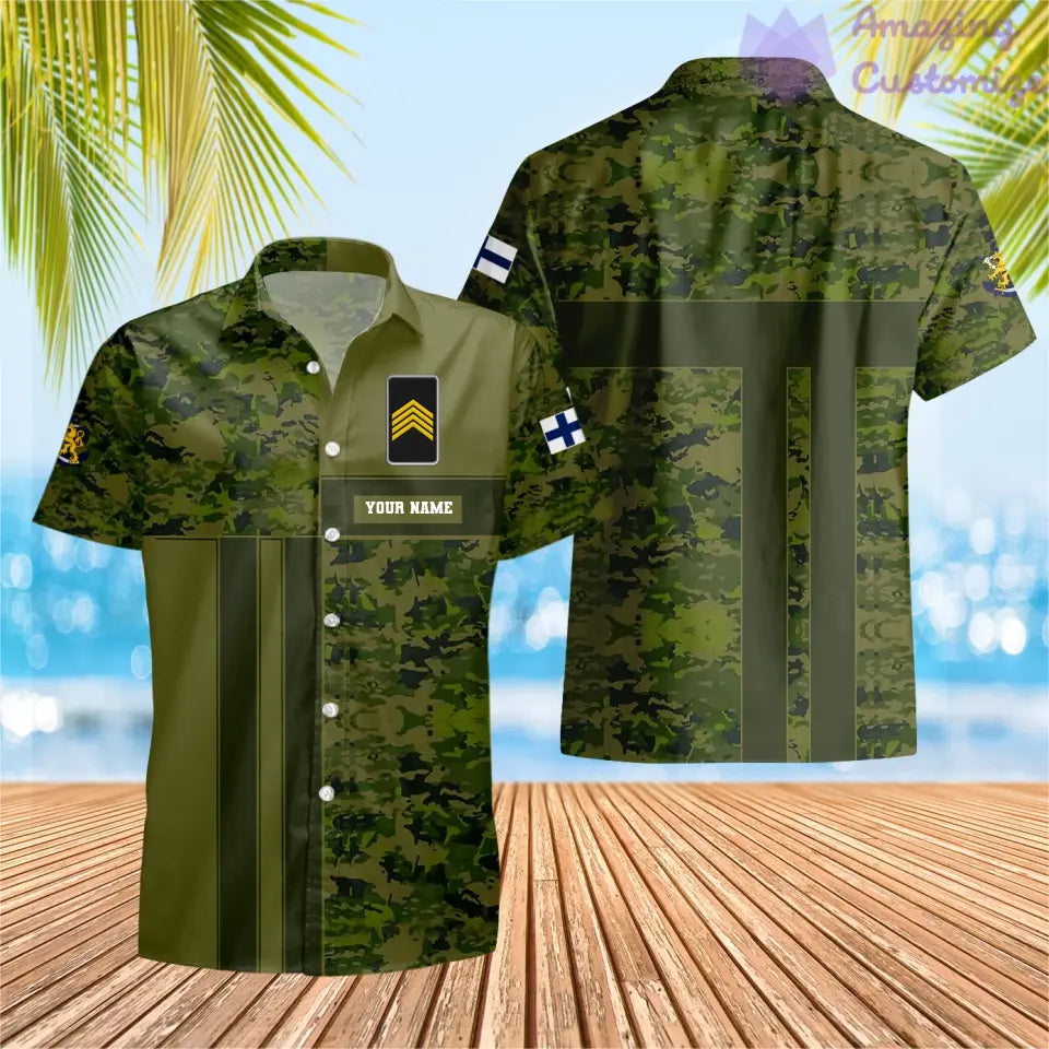 Camouflage personnalisé soldat/vétéran finlandais avec nom et grade imprimés à Hawaï - 07052401QA