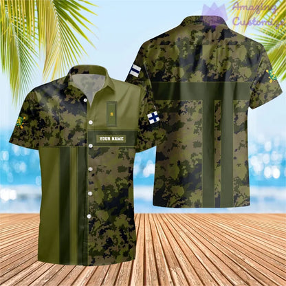 Camouflage personnalisé soldat/vétéran finlandais avec nom et grade imprimés à Hawaï - 07052401QA