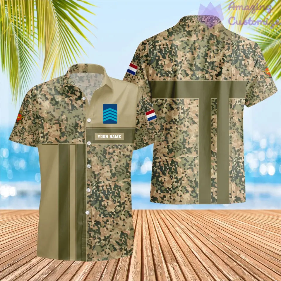 Camouflage personnalisé de soldat/vétéran des Pays-Bas avec nom et grade imprimés à Hawaï - 07052401QA