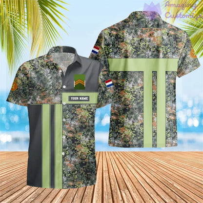 Camouflage personnalisé de soldat/vétéran des Pays-Bas avec nom et grade imprimés à Hawaï - 07052401QA