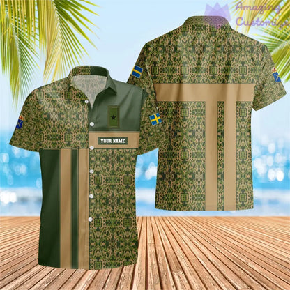 Camouflage personnalisé soldat/vétéran suédois avec nom et grade imprimés à Hawaï - 07052401QA