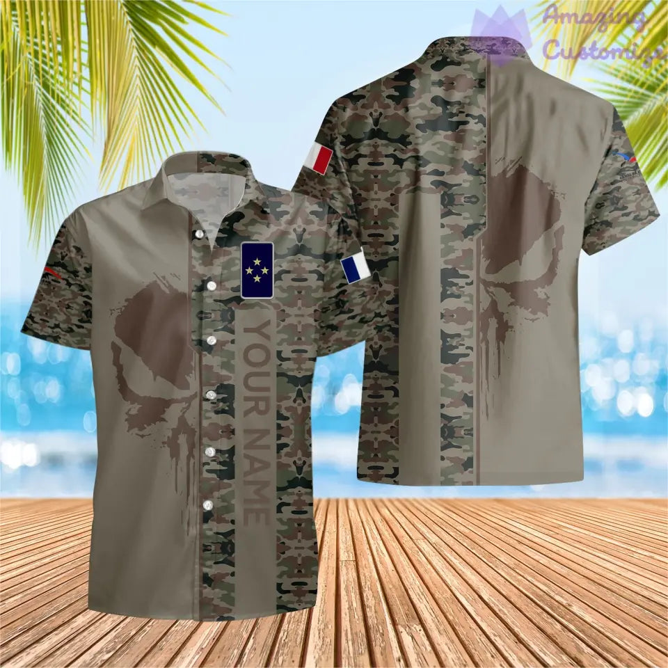 Personalisierter französischer Soldat/Veteranen-Tarnanzug mit Namen und Rang, Hawaii-Aufdruck – 10052401QA