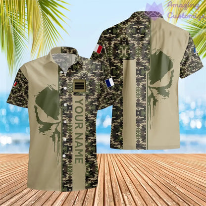 Personalized France Soldier/ Veteran Camo With Name And Rank Hawaii Printed  - 10052401QA